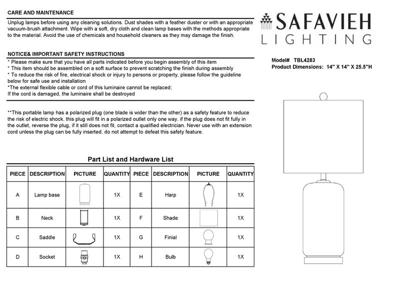 Safavieh Lighting NOVAH TBL4283 User manual