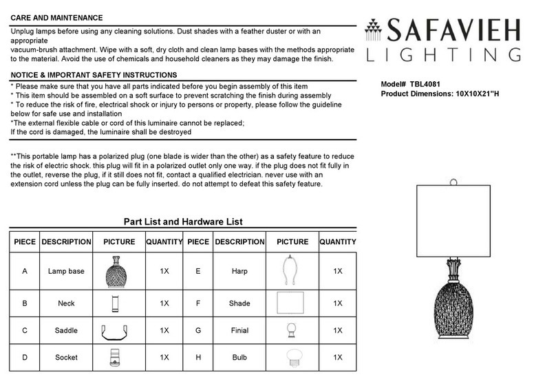 Safavieh Lighting ALANIS TBL4081 User manual Safavieh Lighting ALANIS TBL4081 User manual
