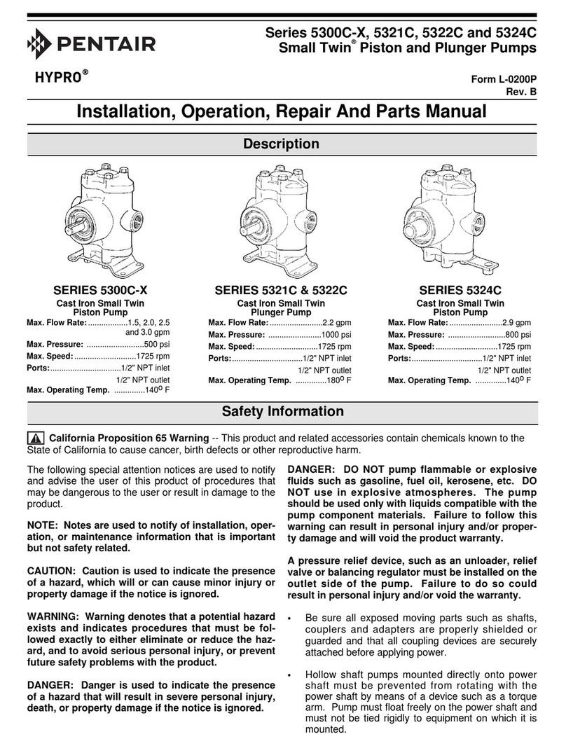 Pentair HYPRO Small Twin 5300C-X Series Installation, operation, repair and parts manual