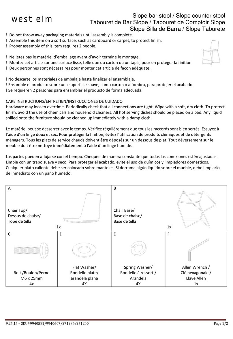 West Elm Slope bar stool User manual West Elm Slope bar stool User manual