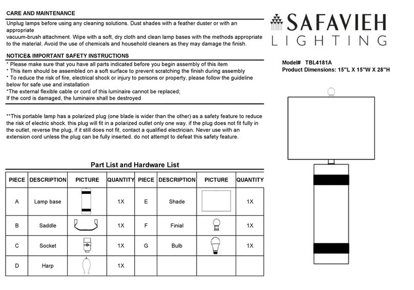 Safavieh Lighting TBL4181A quick start guide