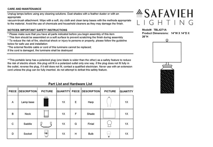 Safavieh Lighting TBL4271A User manual