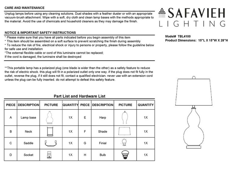 Safavieh Lighting TBL4100 User manual