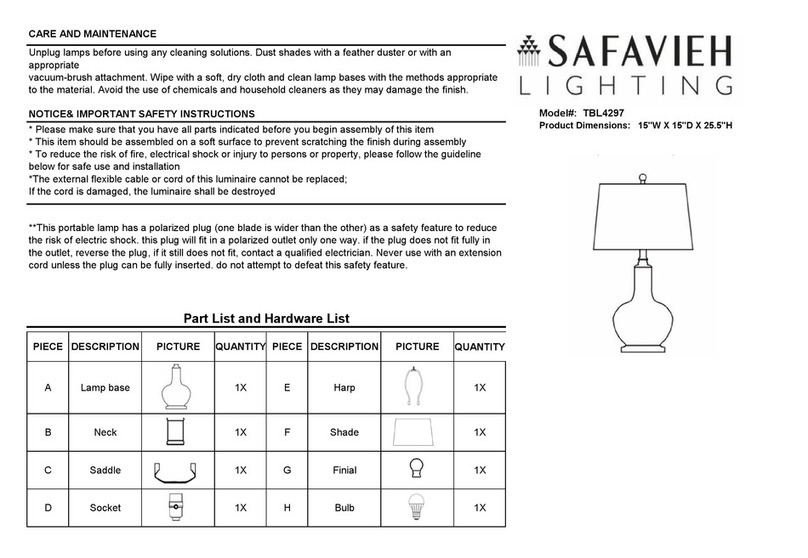 Safavieh Lighting TBL4297 User manual