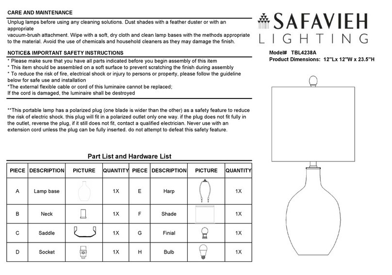 Safavieh Lighting TBL4238A quick start guide