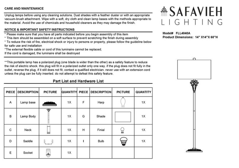 Safavieh Lighting FLL4040A quick start guide Safavieh Lighting FLL4040A quick start guide