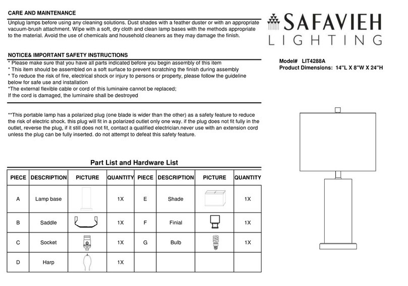 Safavieh Lighting LIT4288A quick start guide Safavieh Lighting LIT4288A quick start guide