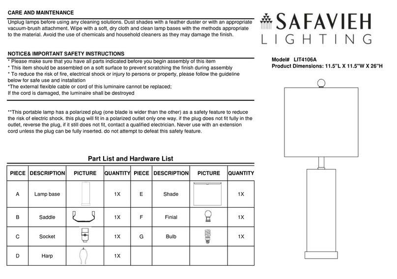 Safavieh Lighting LIT4106A quick start guide Safavieh Lighting LIT4106A quick start guide