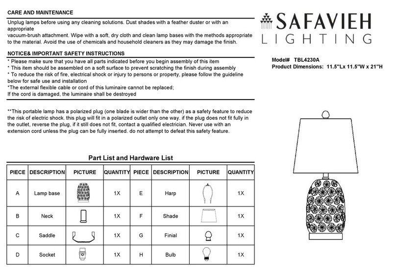 Safavieh Lighting TBL4230A quick start guide