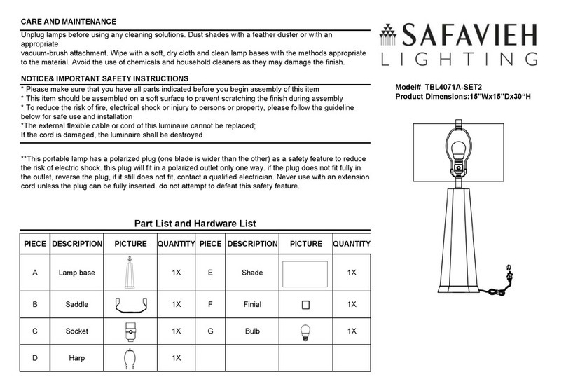 Safavieh Lighting TBL4071A SET2 User manual Safavieh Lighting TBL4071A SET2 User manual