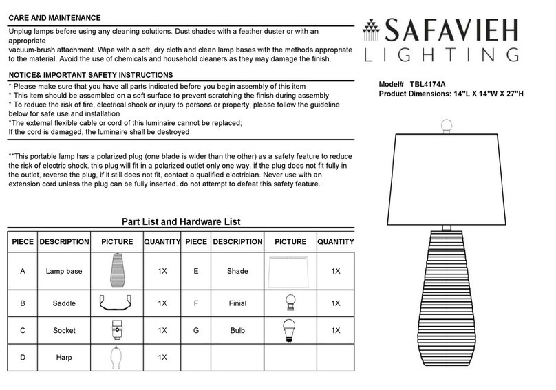 Safavieh Lighting TBL4174A quick start guide