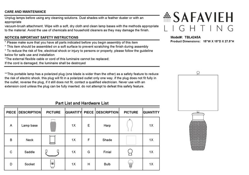 Safavieh Lighting TBL4245A quick start guide