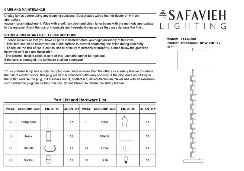 Safavieh Lighting FLL4030A quick start guide Safavieh Lighting FLL4030A quick start guide