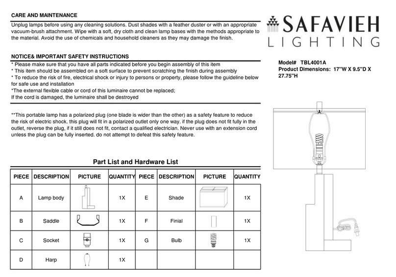 Safavieh Lighting TBL4001A User manual Safavieh Lighting TBL4001A User manual