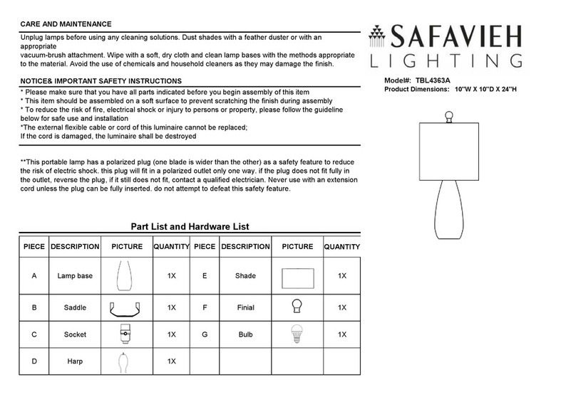 Safavieh Lighting TBL4363A quick start guide