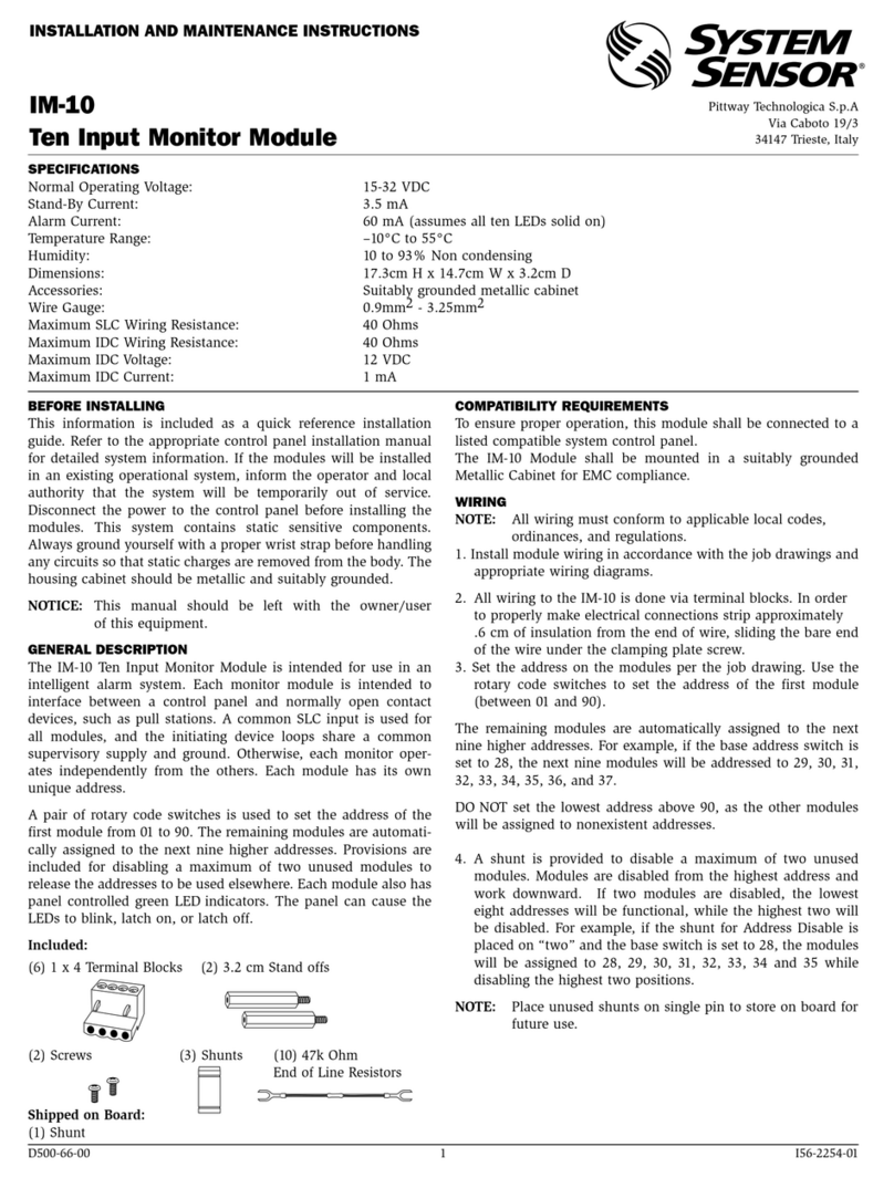 System Sensor IM-10 User manual