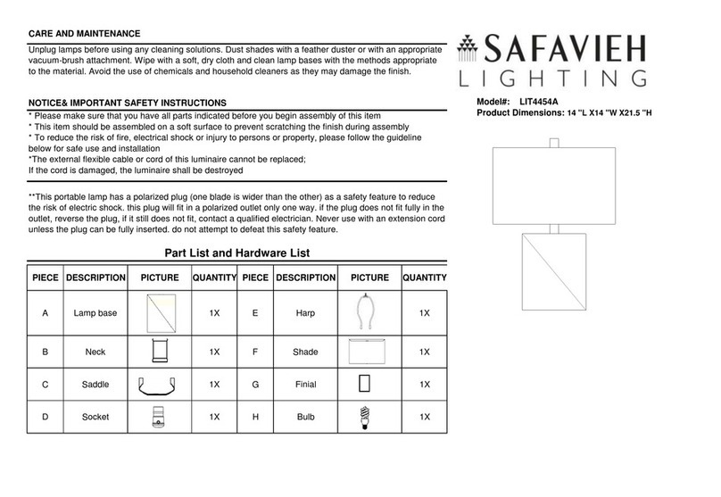 Safavieh Lighting LIT4454A quick start guide