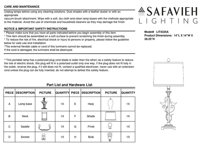 Safavieh Lighting LIT4325A quick start guide