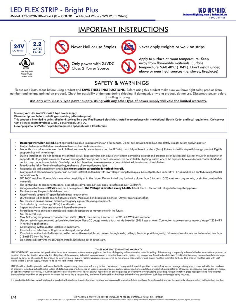LED World FC60M28-10M-24V-X Important instructions