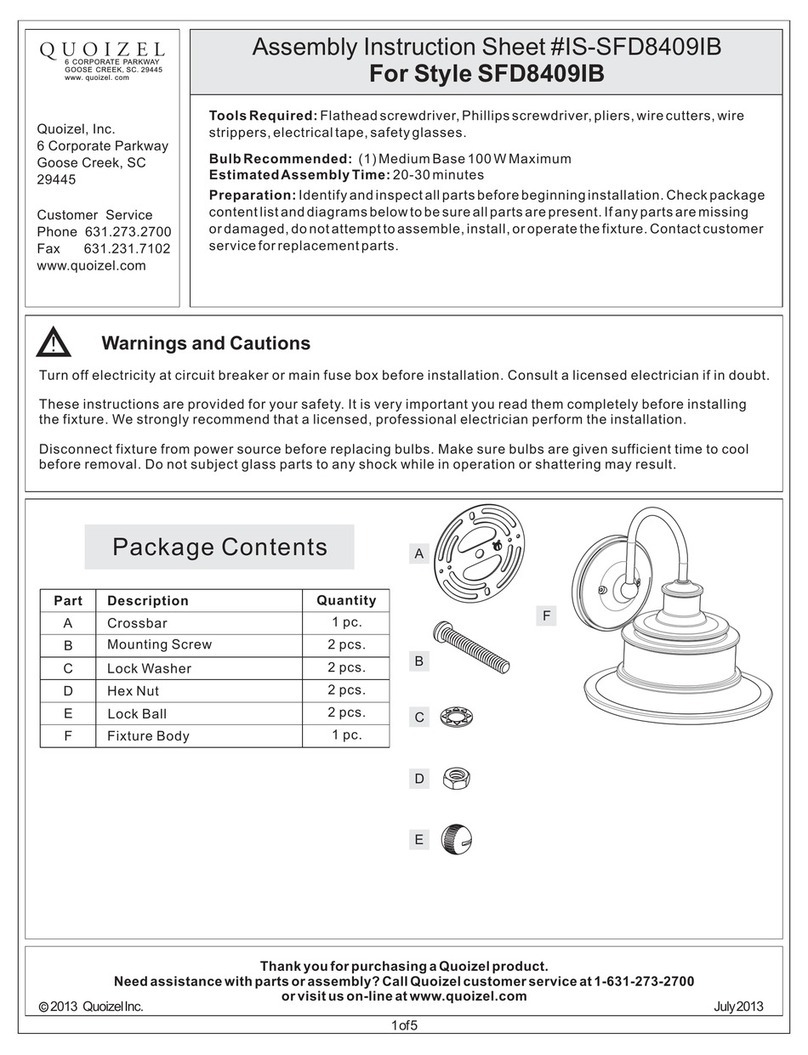 Quoizel SFD8409IB Assembly instruction sheet