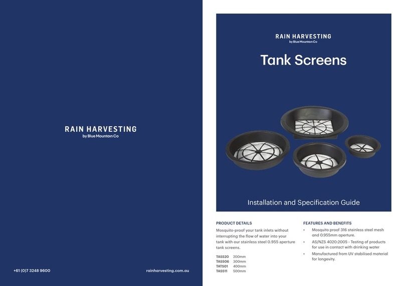 Blue Mountain RAIN HARVESTING TASS20 Installation and specification guide