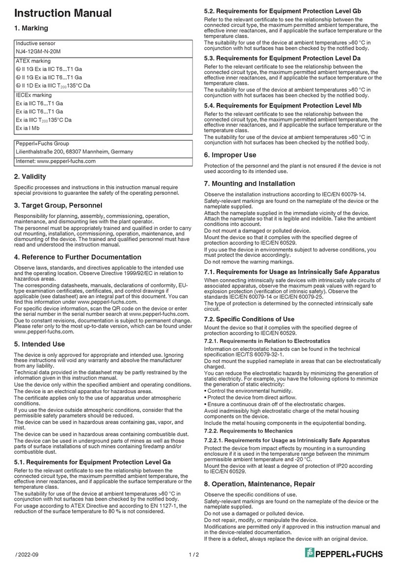 Pepperl+Fuchs NJ4-12GM-N-20M User manual Pepperl+Fuchs NJ4-12GM-N-20M User manual