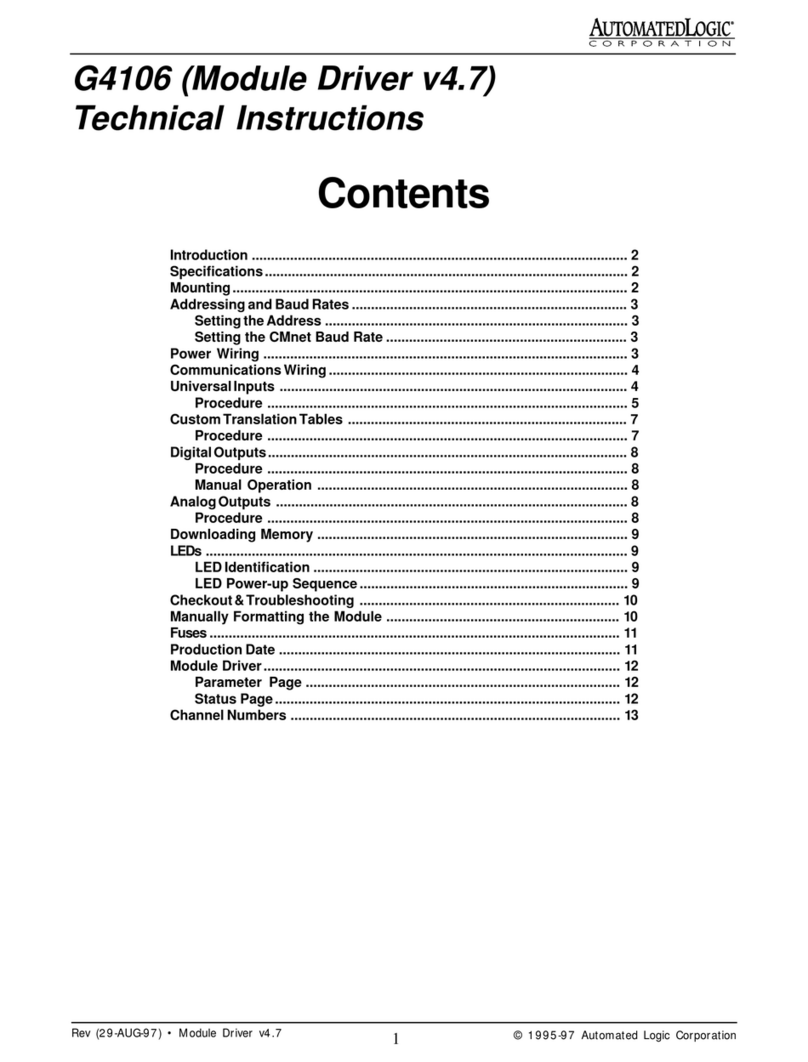 Automated Logic G4106 Owner's manual