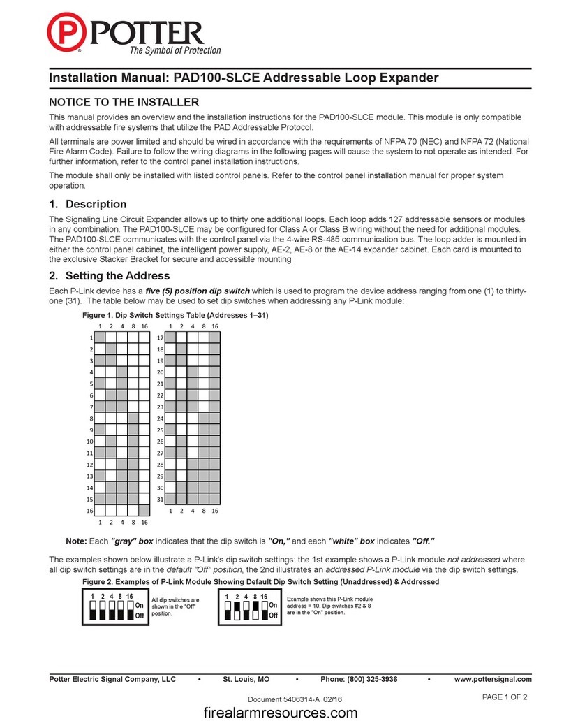 Potter PAD100-SLCE installation manual