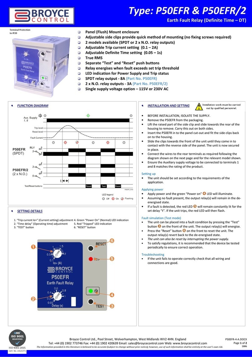 Broyce Control P50EFR installation instructions