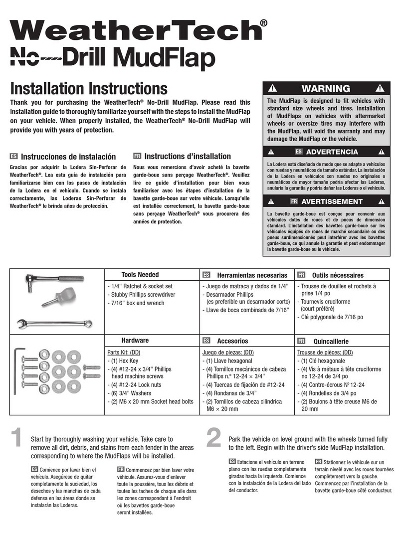 WeatherTech No-Drill MudFlap User manual WeatherTech No-Drill MudFlap User manual