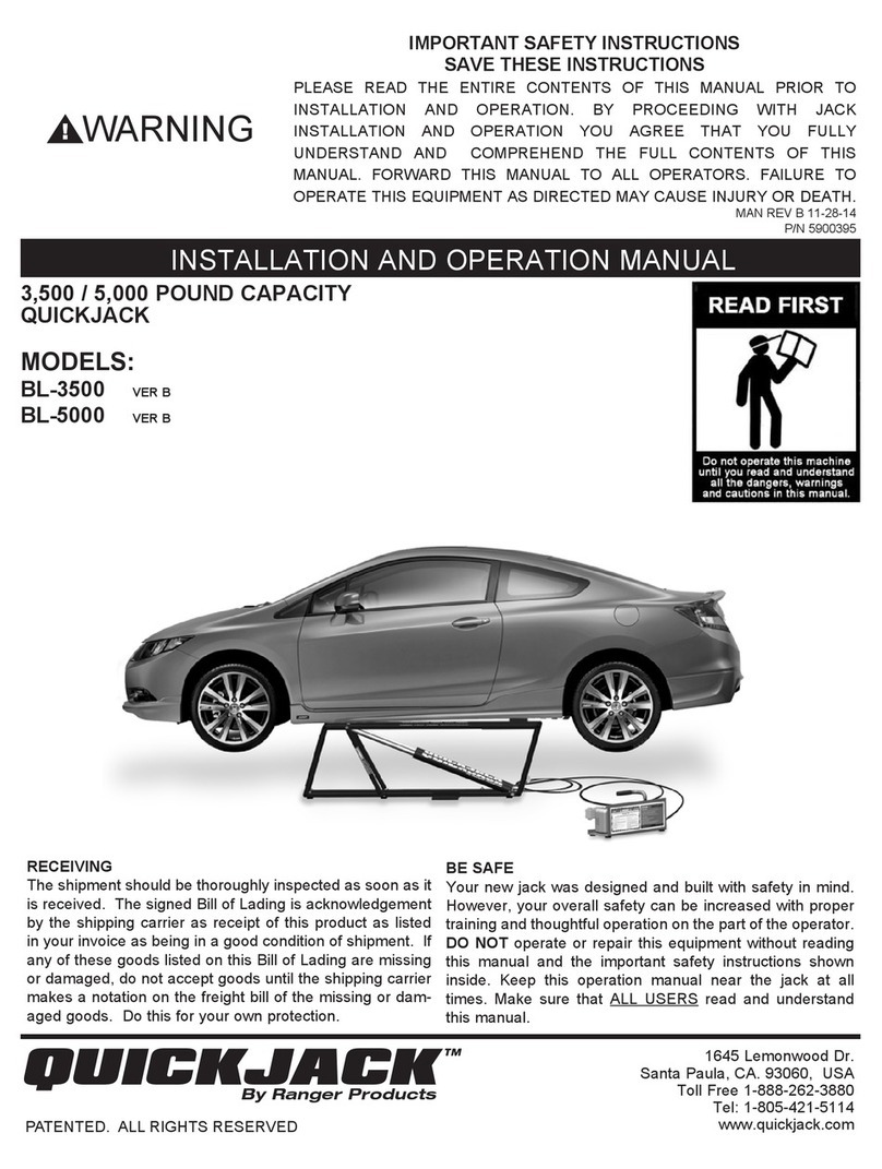 Ranger Products QUICKJACK BL-3500 Instruction and operation manual