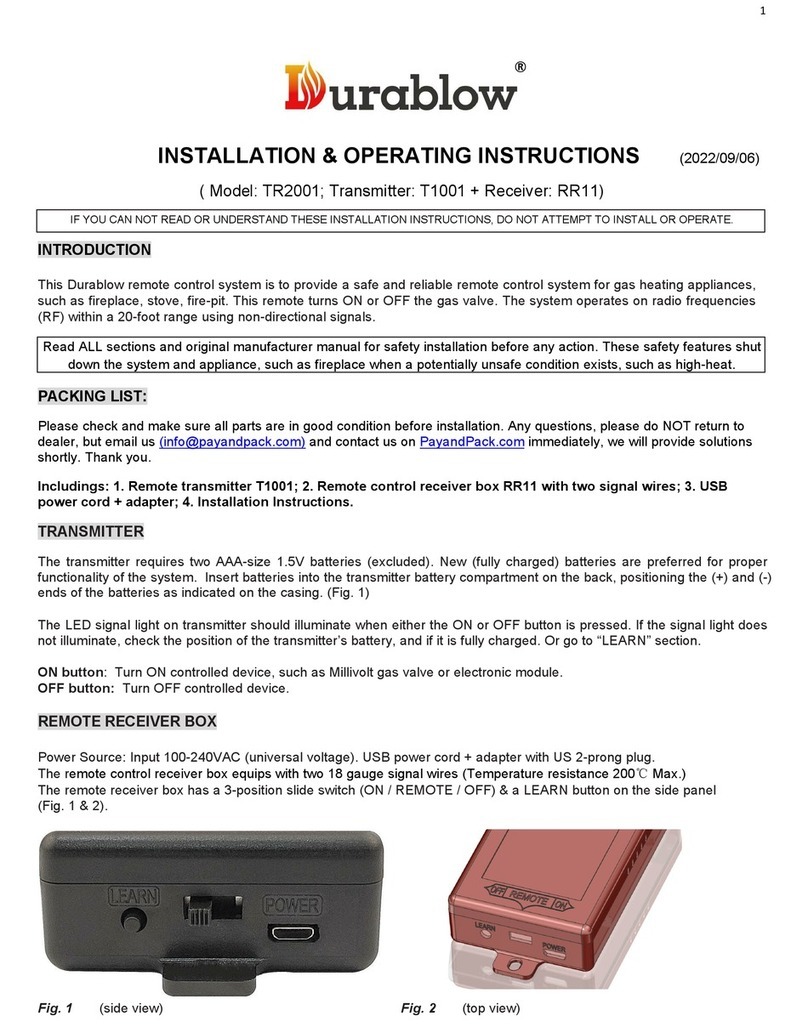Durablow TR2001 Installation & operating instructions