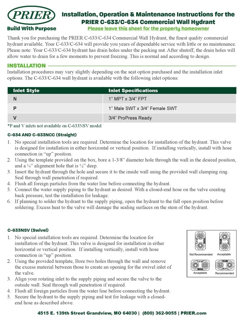 Prier C-633 Installation, operation & maintenance instructions