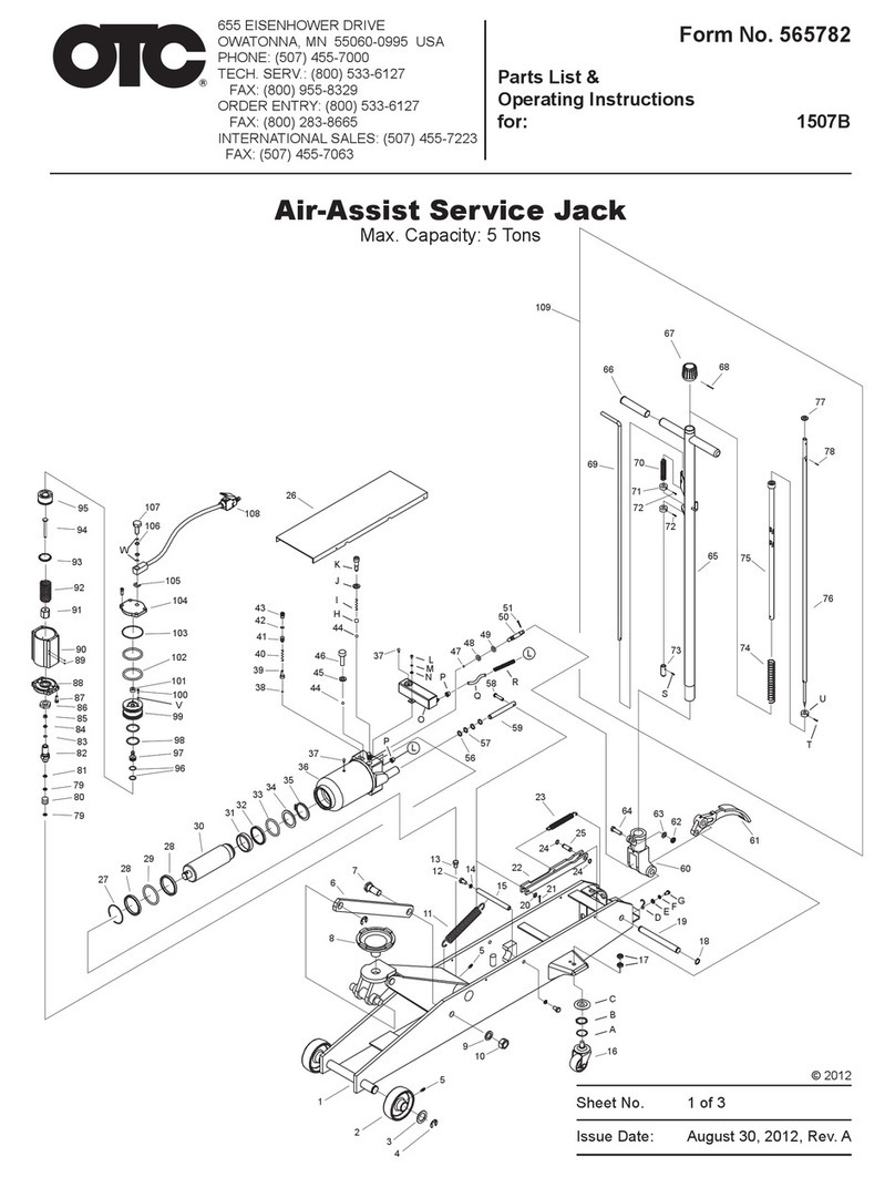 OTC Tools 1507B PARTS LIST & OPERATING INSTRUCTIONS