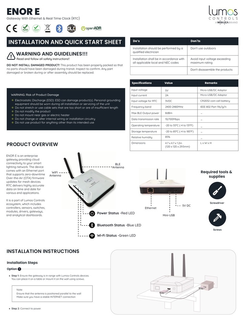 WiSilica lumos CONTROLS ENOR E quick start guide