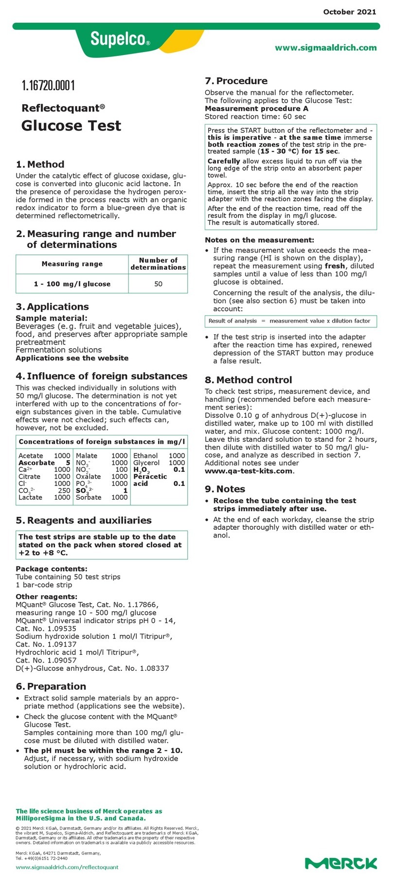 Merck Reflectoquant quick start guide