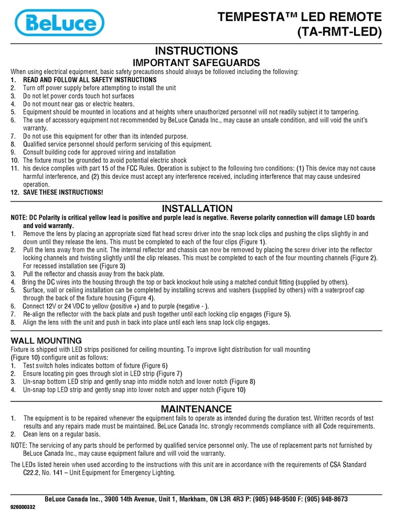 BeLuce TEMPESTA TA-RMT-LED instructions