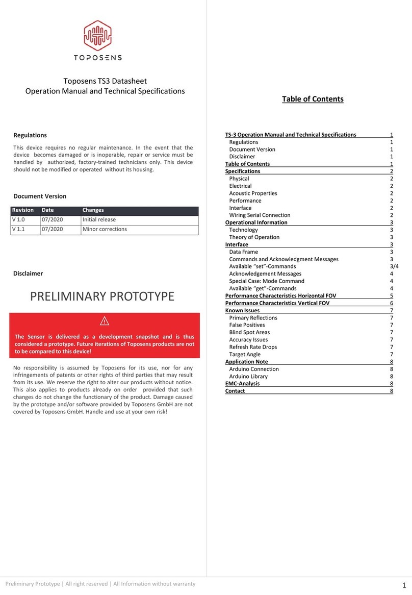 Toposens TS3 OPERATION MANUAL AND TECHNICAL SPECIFICATIONS