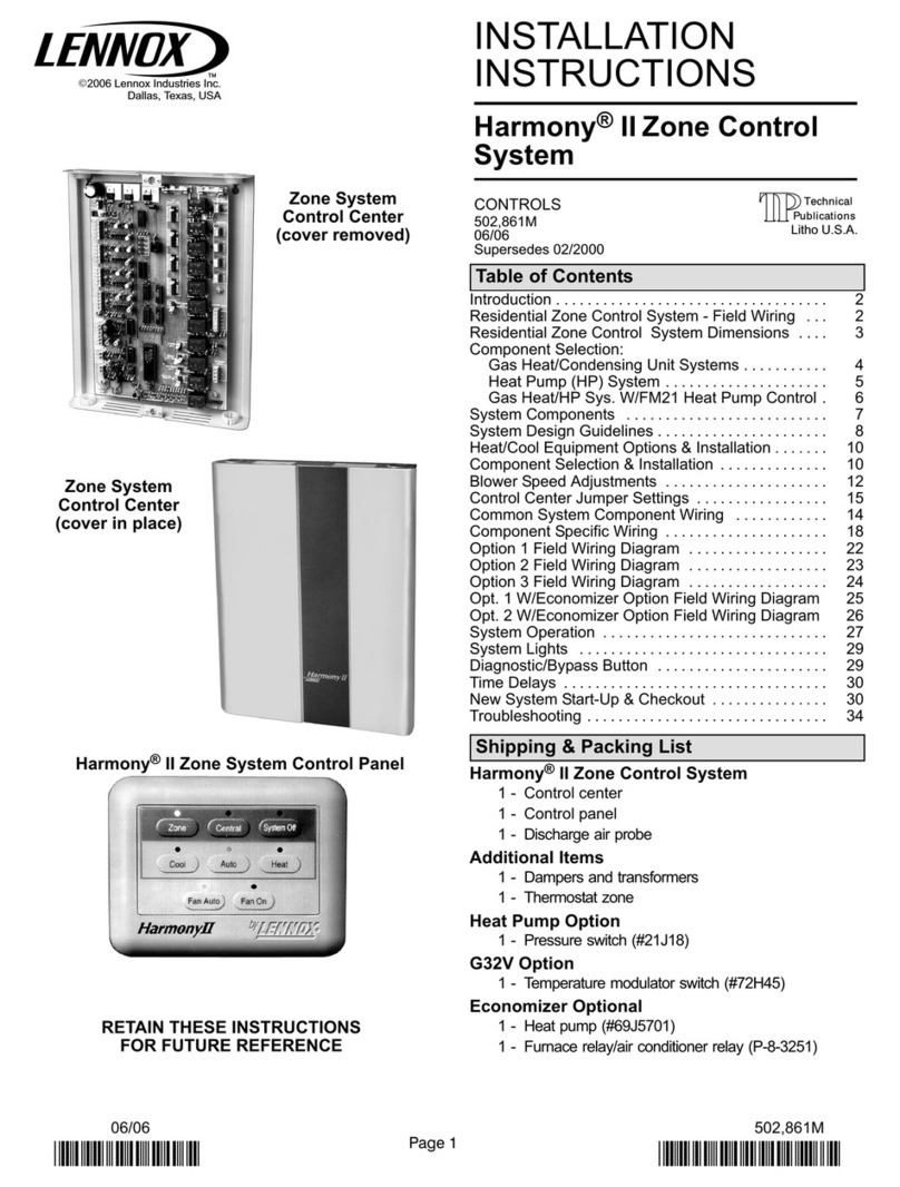 Lennox Harmony II Zone Control System User manual