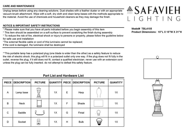 Safavieh Lighting KYLEN TBL4155 User manual Safavieh Lighting KYLEN TBL4155 User manual