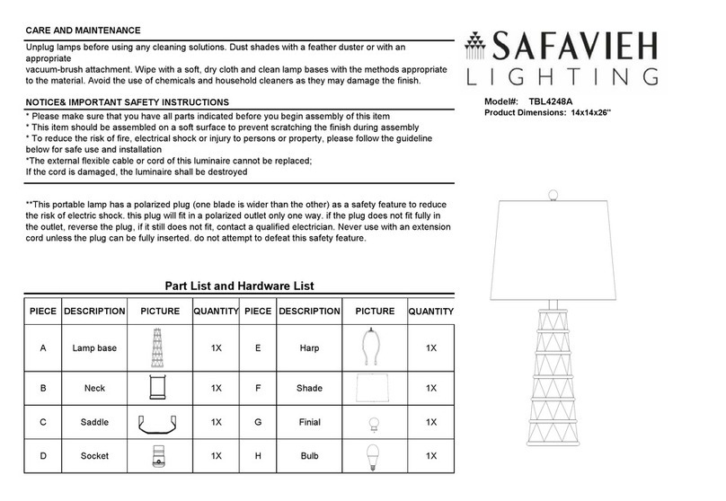 Safavieh Lighting CAIRO TBL4248A manual