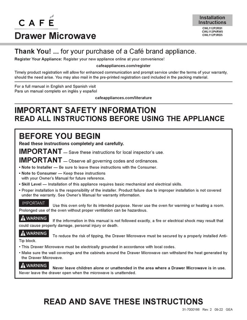 Cafe CWL112P3RD5 installation instructions