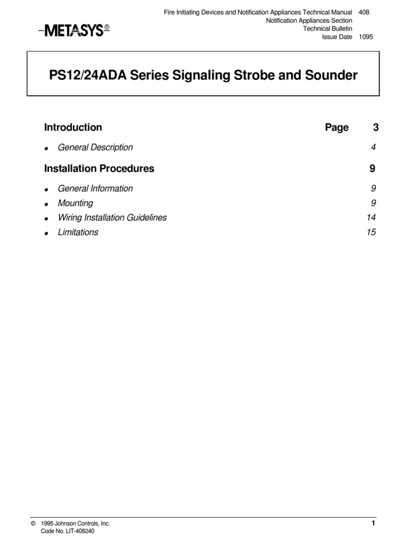 Johnson Controls METASYS PS12ADA Series manual