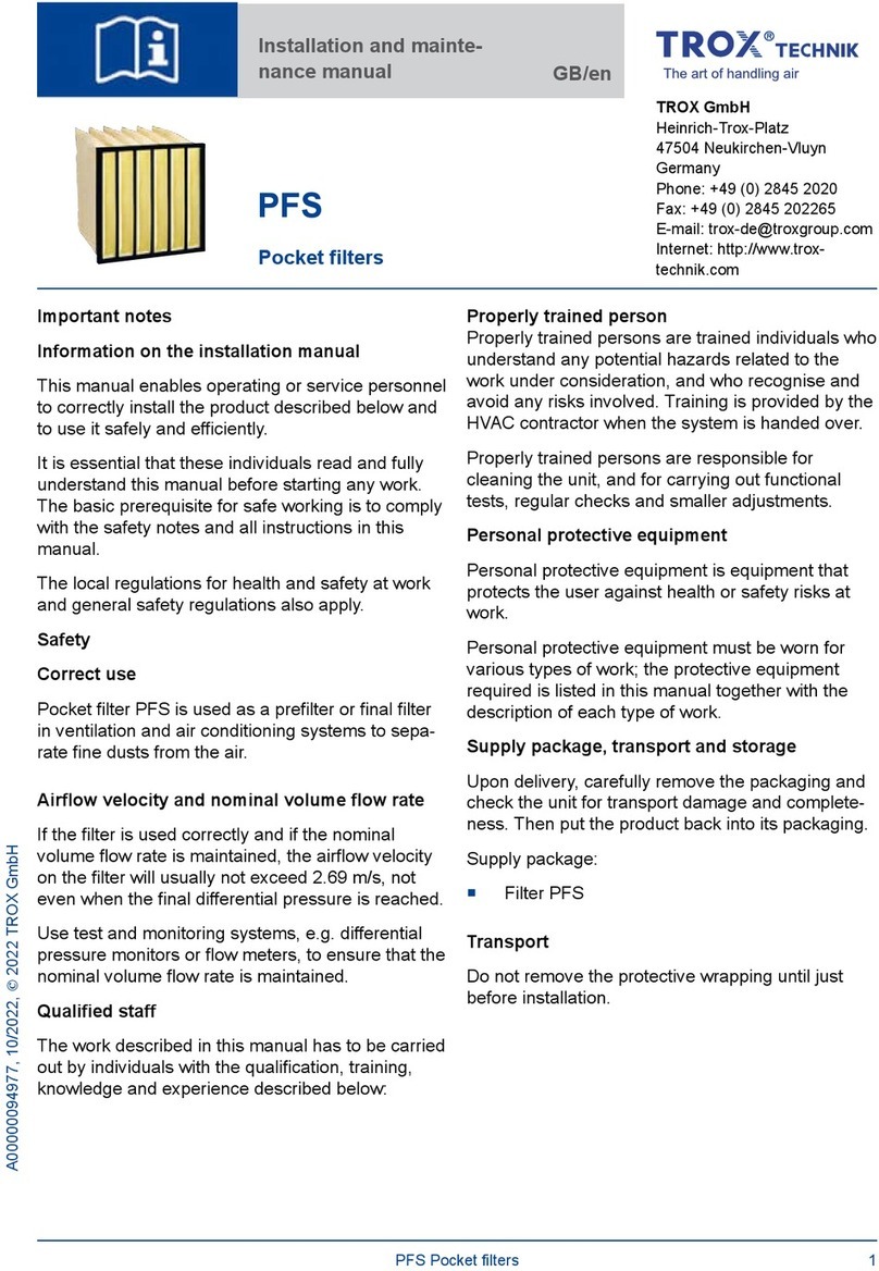 Trox Technik PFS Installation and maintenance instructions