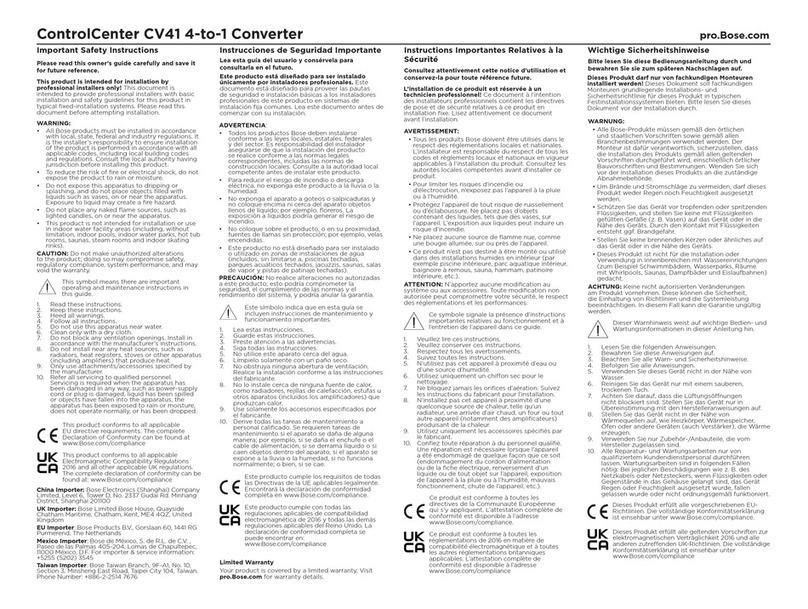 Bose Professional ControlCenter CV41 quick start guide