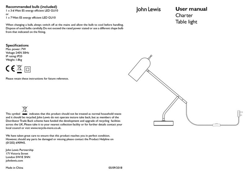 John Lewis Charter Table light User manual John Lewis Charter Table light User manual