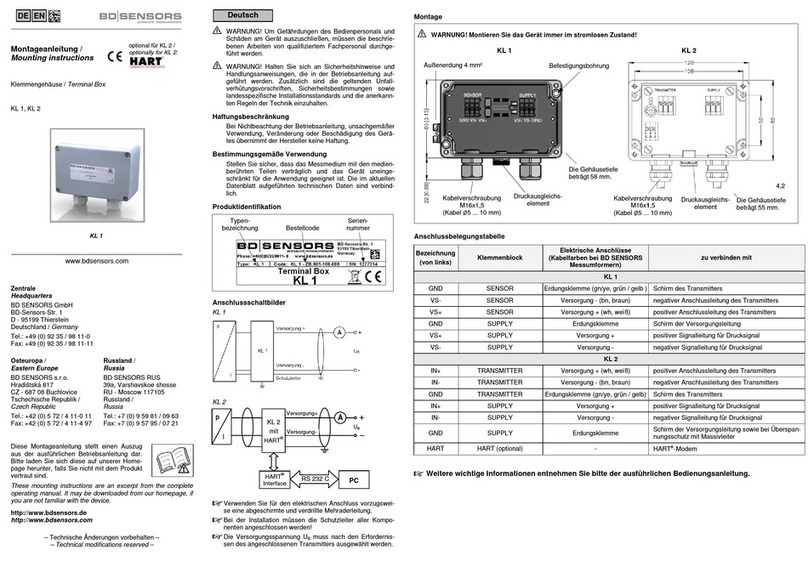 BD Sensors KL 1 Mounting instructions