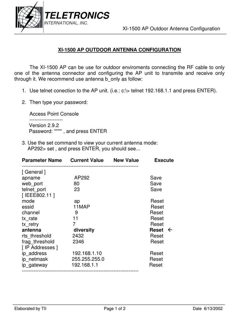 Teletronics International XI-1500 Configuration Teletronics International XI-1500 Configuration