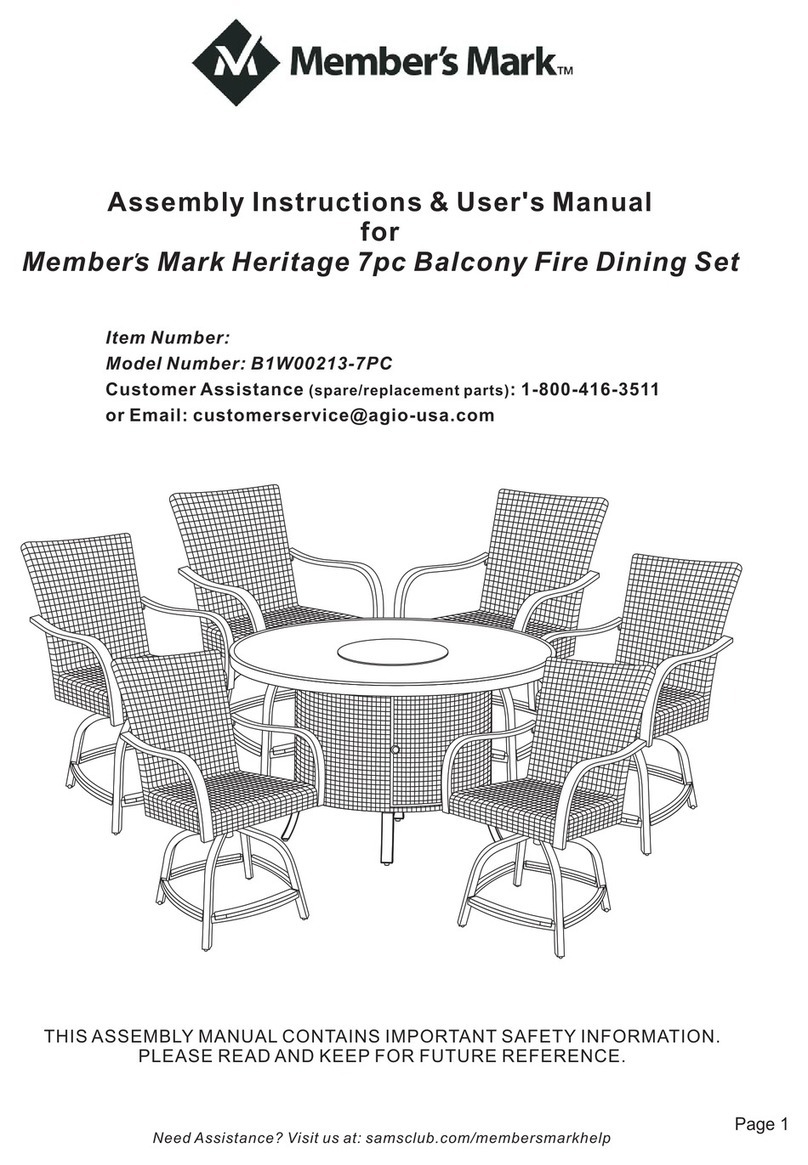 Members Mark Heritage B1W00213-7PC Assembly instructions & user manual