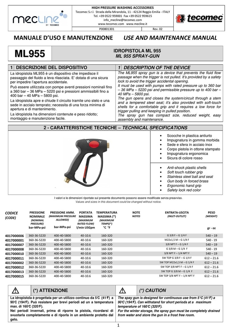 Tecomec mecline ML955 Use and maintenance manual